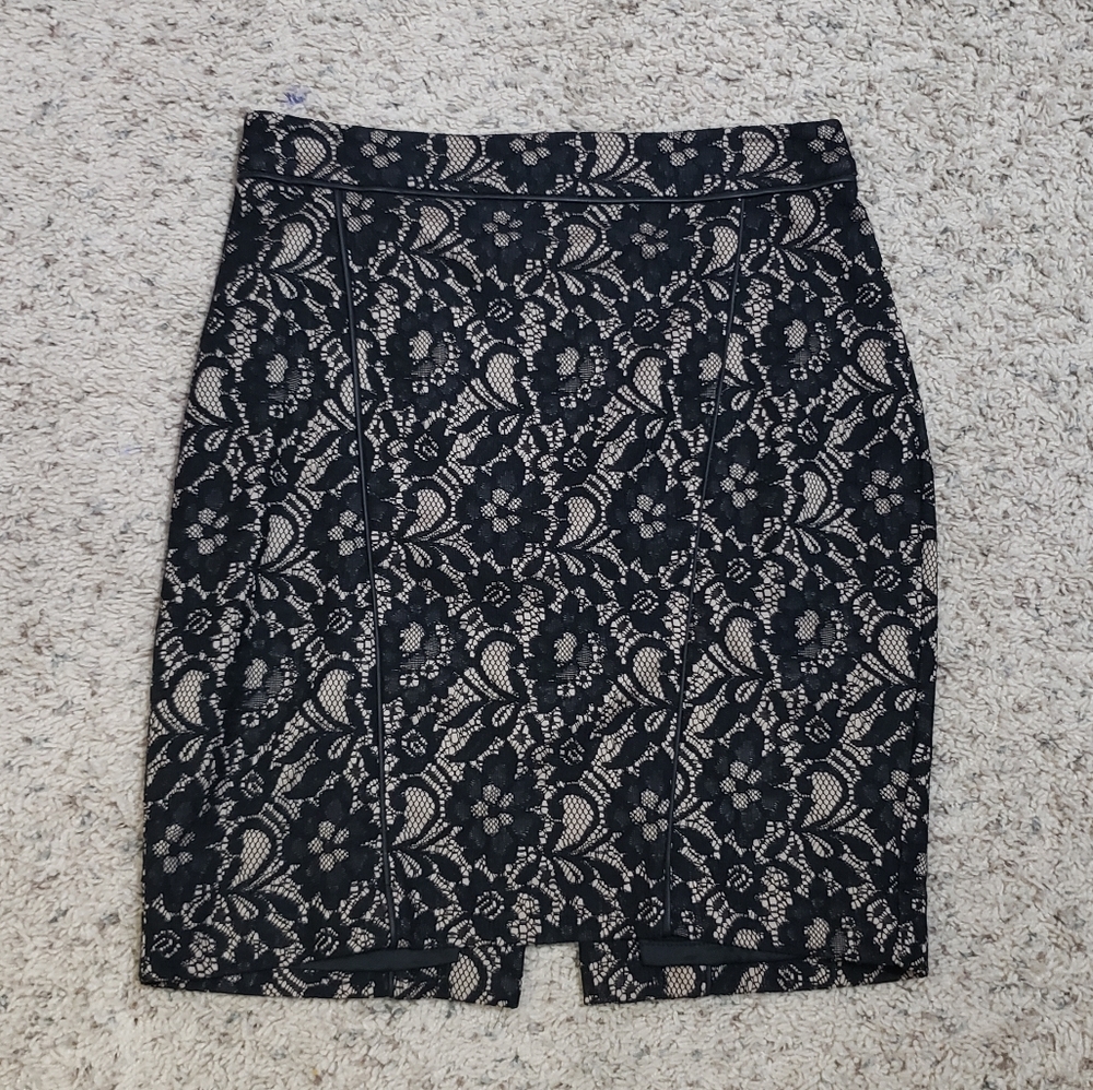 Black Lace Pencil Skirt - Classic Women's Work Skirt